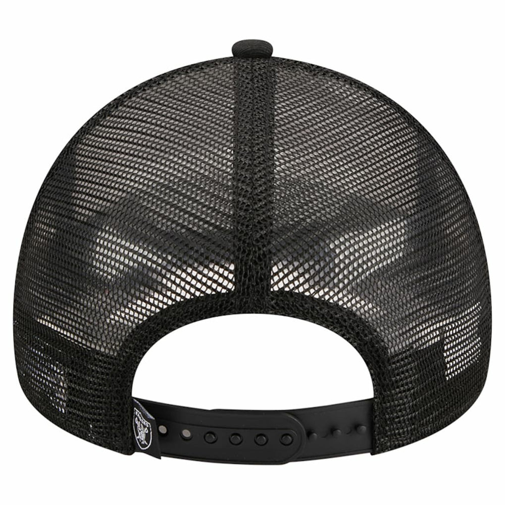 Las Vegas Raiders New Era Stacked A-Frame Trucker 9FORTY Adjustable Hat - White/Black for sale