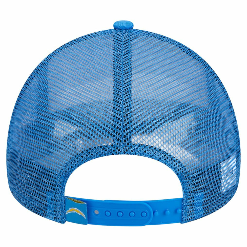Los Angeles Chargers New Era Stacked A-Frame Trucker 9FORTY Adjustable Hat - White/Powder Blue on sale