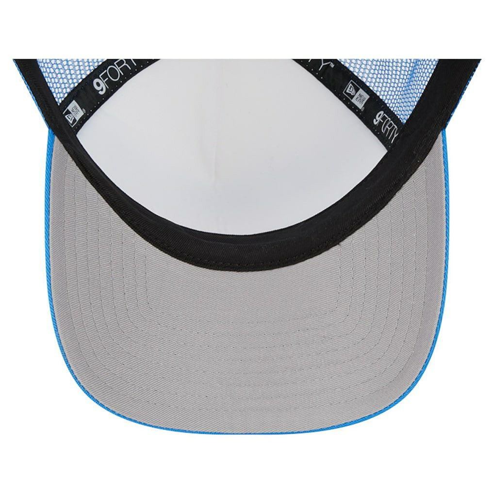 Los Angeles Chargers New Era Stacked A-Frame Trucker 9FORTY Adjustable Hat - White/Powder Blue on sale