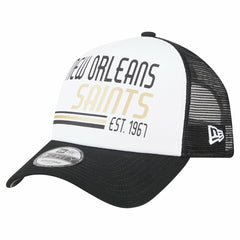 New Orleans Saints New Era Stacked A-Frame Trucker 9FORTY Adjustable Hat - White/Black sale