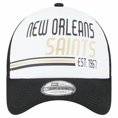 New Orleans Saints New Era Stacked A-Frame Trucker 9FORTY Adjustable Hat - White/Black sale
