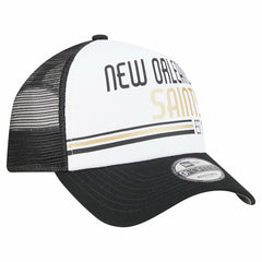 New Orleans Saints New Era Stacked A-Frame Trucker 9FORTY Adjustable Hat - White/Black sale