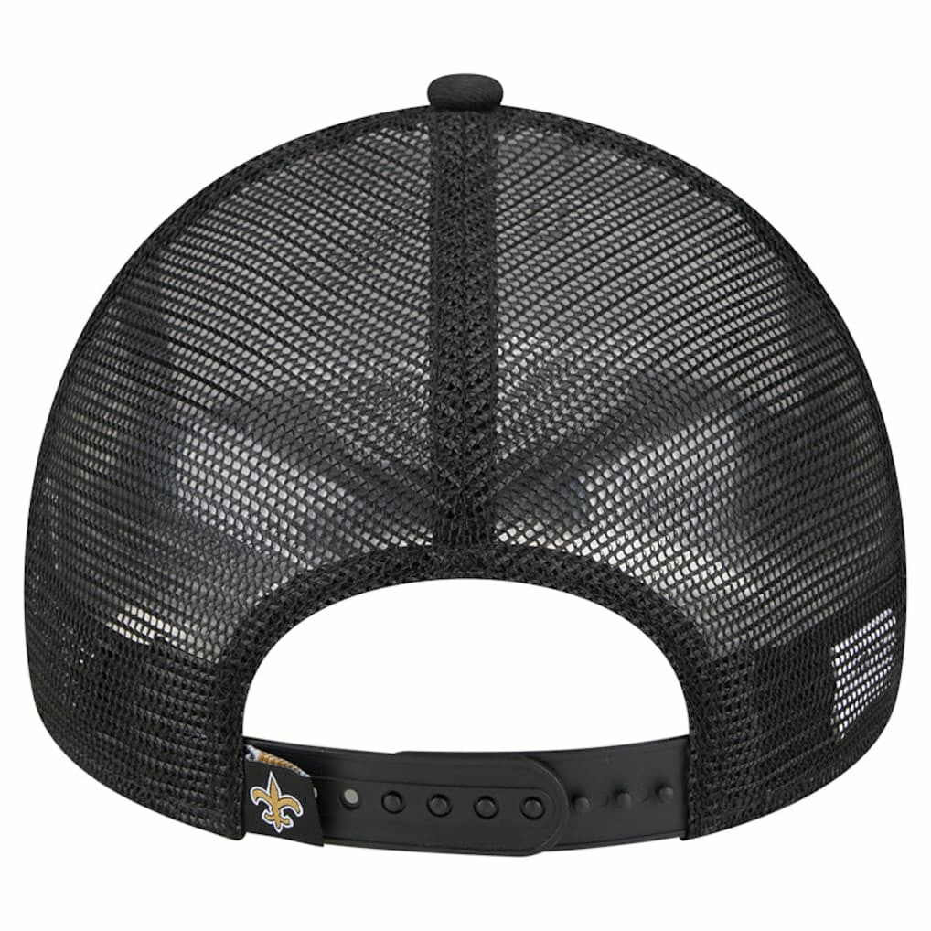 New Orleans Saints New Era Stacked A-Frame Trucker 9FORTY Adjustable Hat - White/Black sale