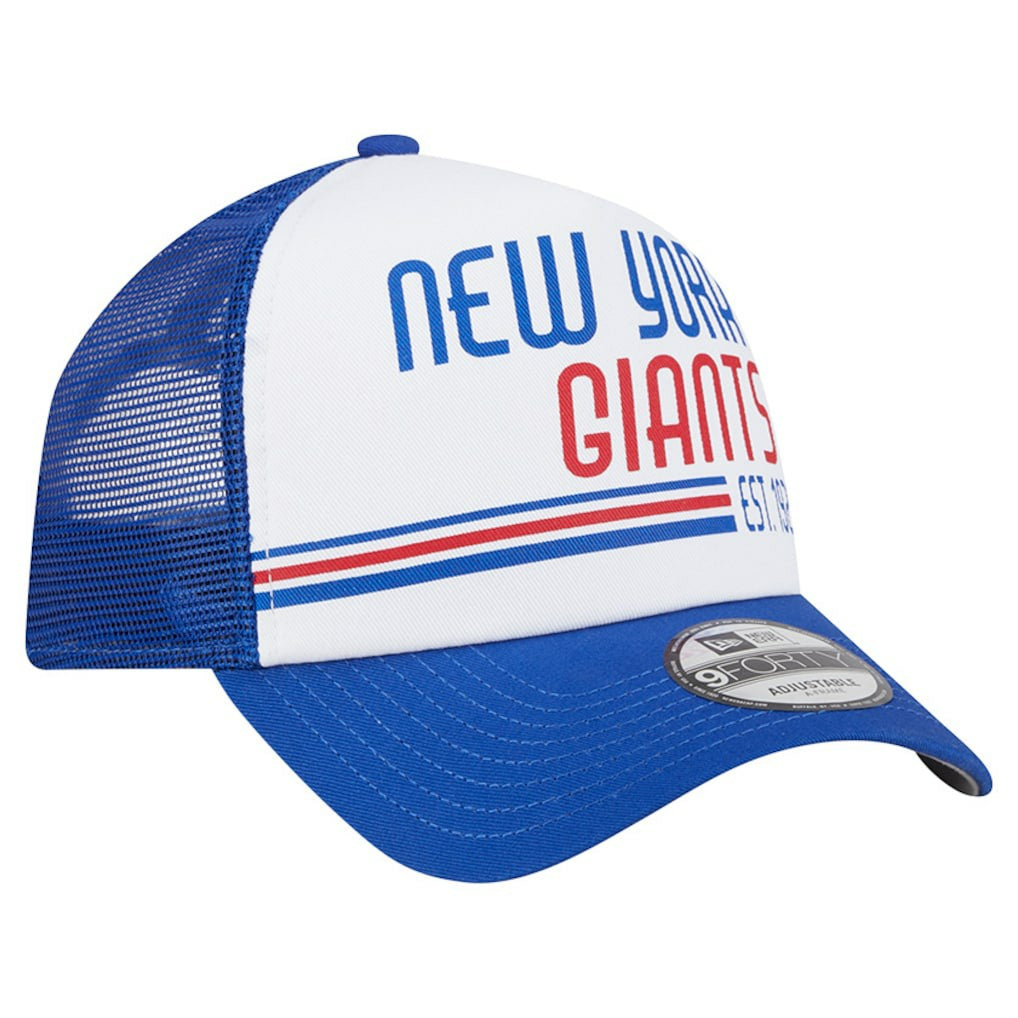 New York Giants New Era Stacked A-Frame Trucker 9FORTY Adjustable Hat - White/Royal outlet