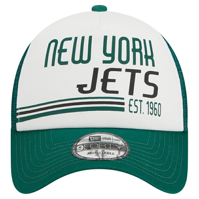 New York Jets New Era Stacked A-Frame Trucker 9FORTY Adjustable Hat - White/Green discount