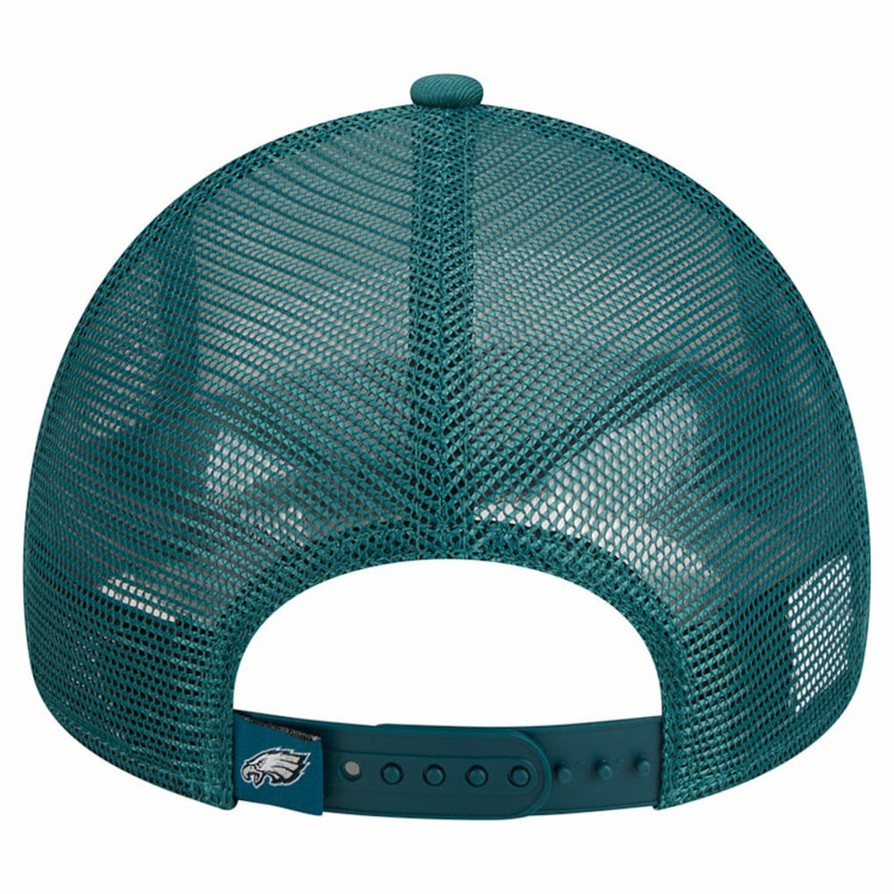 Philadelphia Eagles New Era Stacked A-Frame Trucker 9FORTY Adjustable Hat - White/Midnight Green cheap
