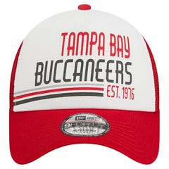 Tampa Bay Buccaneers New Era Stacked A-Frame Trucker 9FORTY Adjustable Hat - White/Red sale