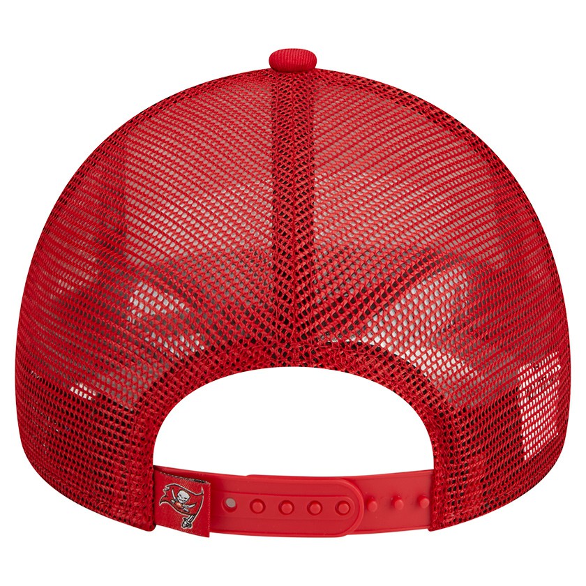 Tampa Bay Buccaneers New Era Stacked A-Frame Trucker 9FORTY Adjustable Hat - White/Red sale