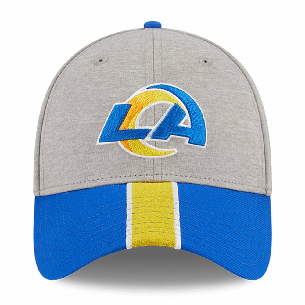 Los Angeles Rams New Era Striped 39THIRTY Flex Hat - Heather Gray/Royal discount
