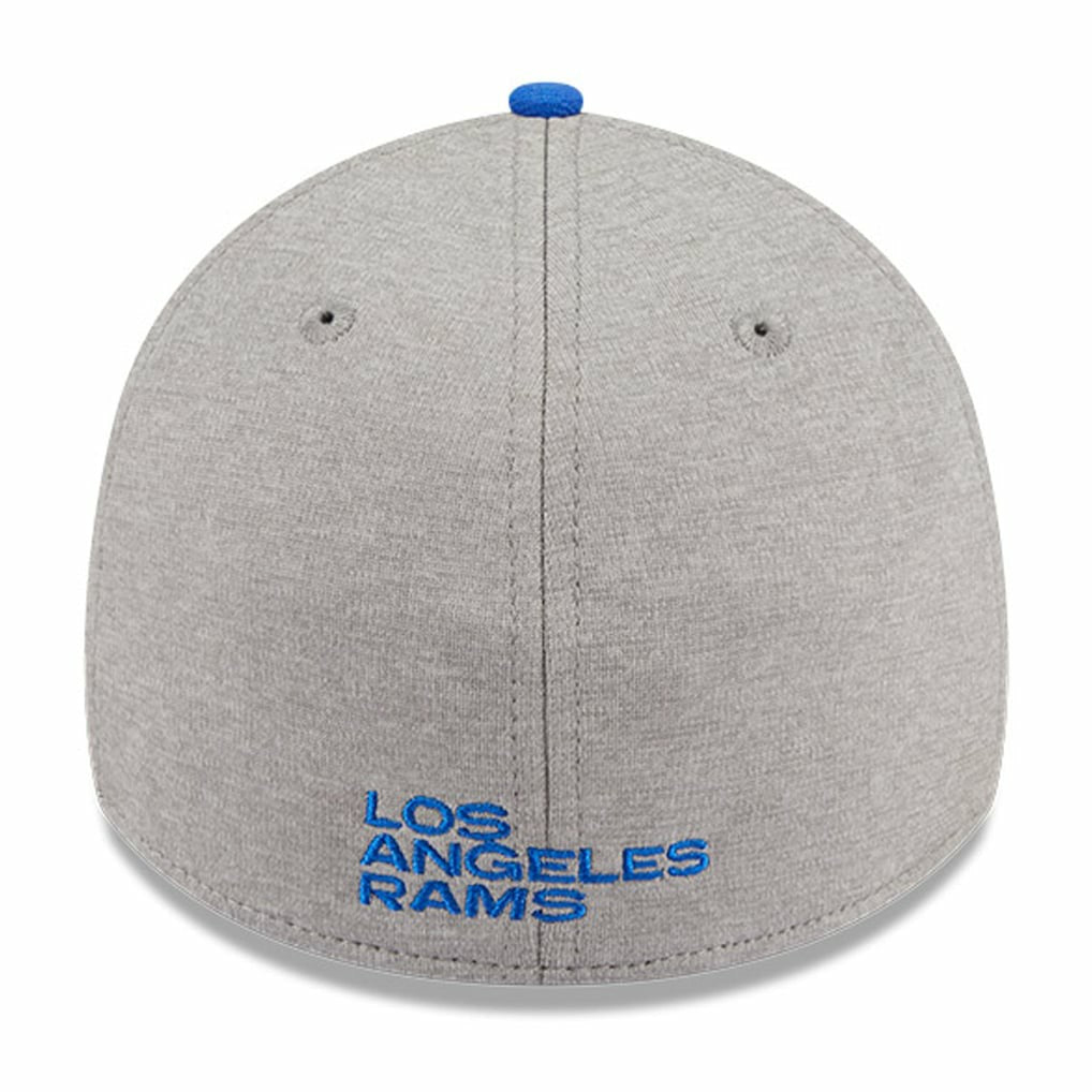 Los Angeles Rams New Era Striped 39THIRTY Flex Hat - Heather Gray/Royal discount