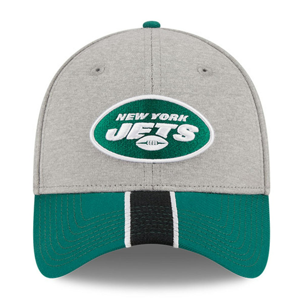 New York Jets New Era Striped 39THIRTY Flex Hat - Heather Gray/Green discount