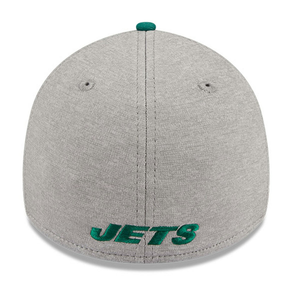 New York Jets New Era Striped 39THIRTY Flex Hat - Heather Gray/Green discount