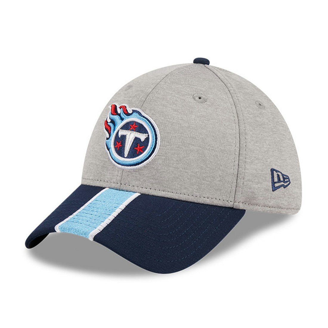 Tennessee Titans New Era Striped 39THIRTY Flex Hat - Heather Gray/Navy cheap