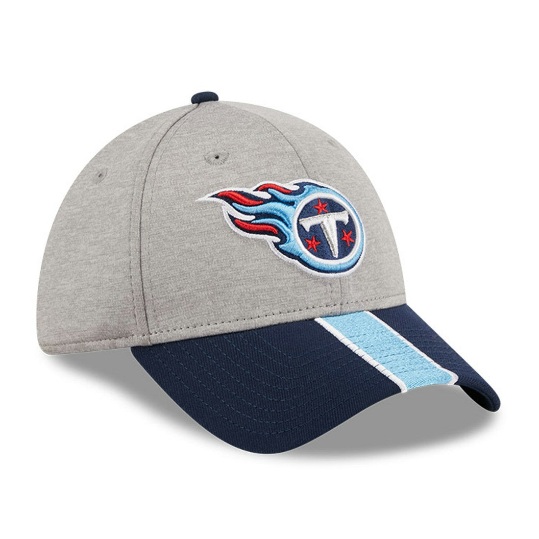 Tennessee Titans New Era Striped 39THIRTY Flex Hat - Heather Gray/Navy cheap