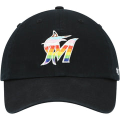 Miami Marlins Team Pride Clean Up Adjustable Hat - Black | 47 brand