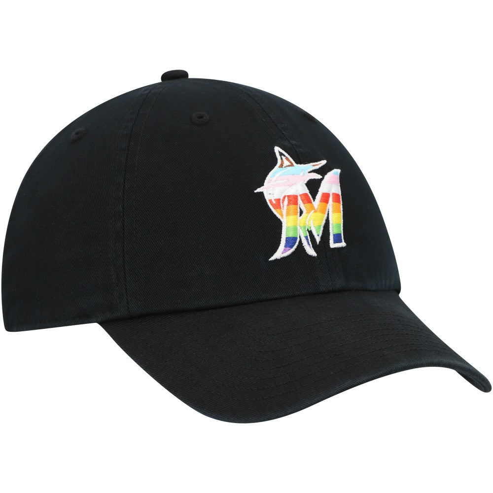 Miami Marlins Team Pride Clean Up Adjustable Hat - Black | 47 brand
