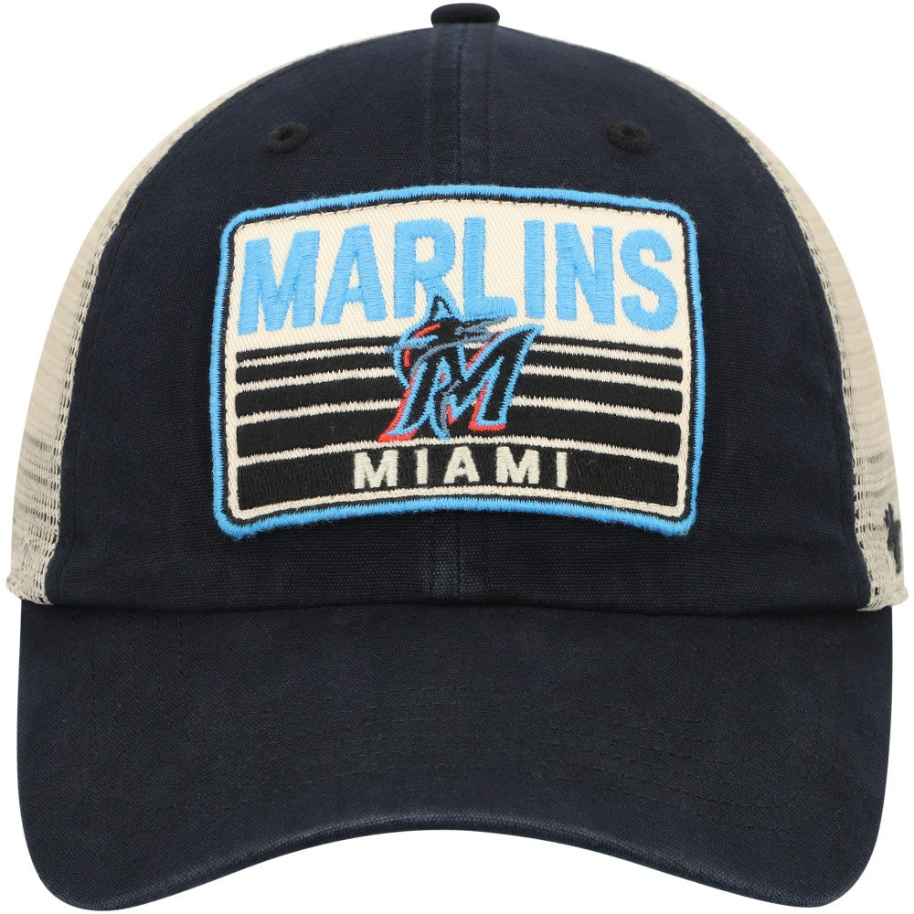 Miami Marlins Four Stroke Clean Up Trucker Snapback Hat - Black | 47 brand