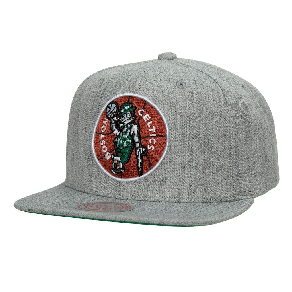 Boston Celtics Hardwood Classics 2.0 Snapback Hat - Heather Gray | Mitchell & Ness discount