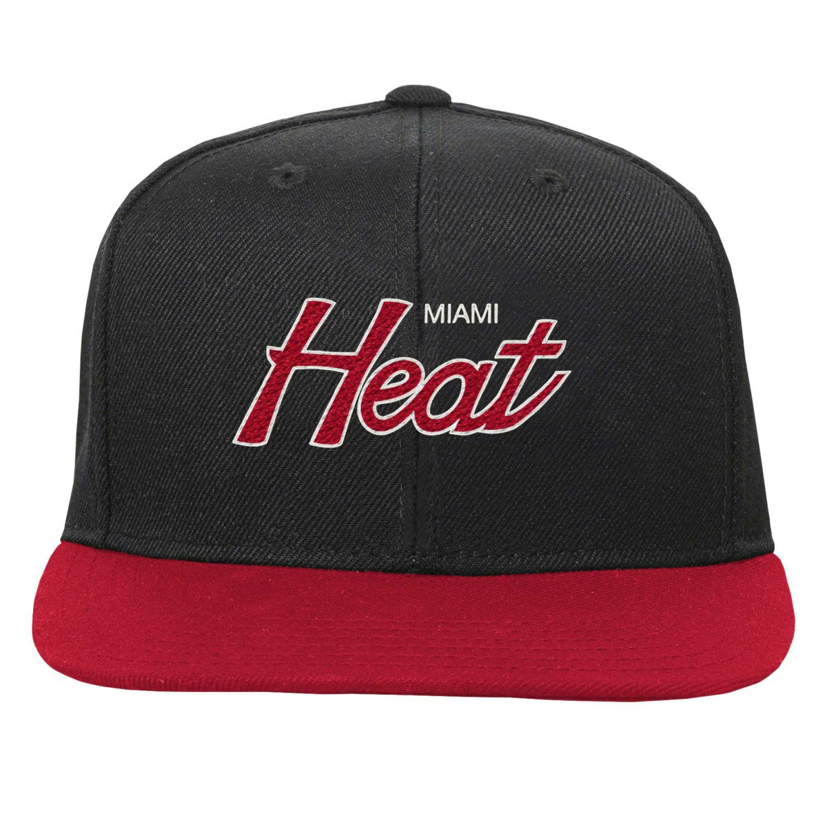 Miami Heat Youth Team Script Snapback Hat - Black | Mitchell & Ness sale