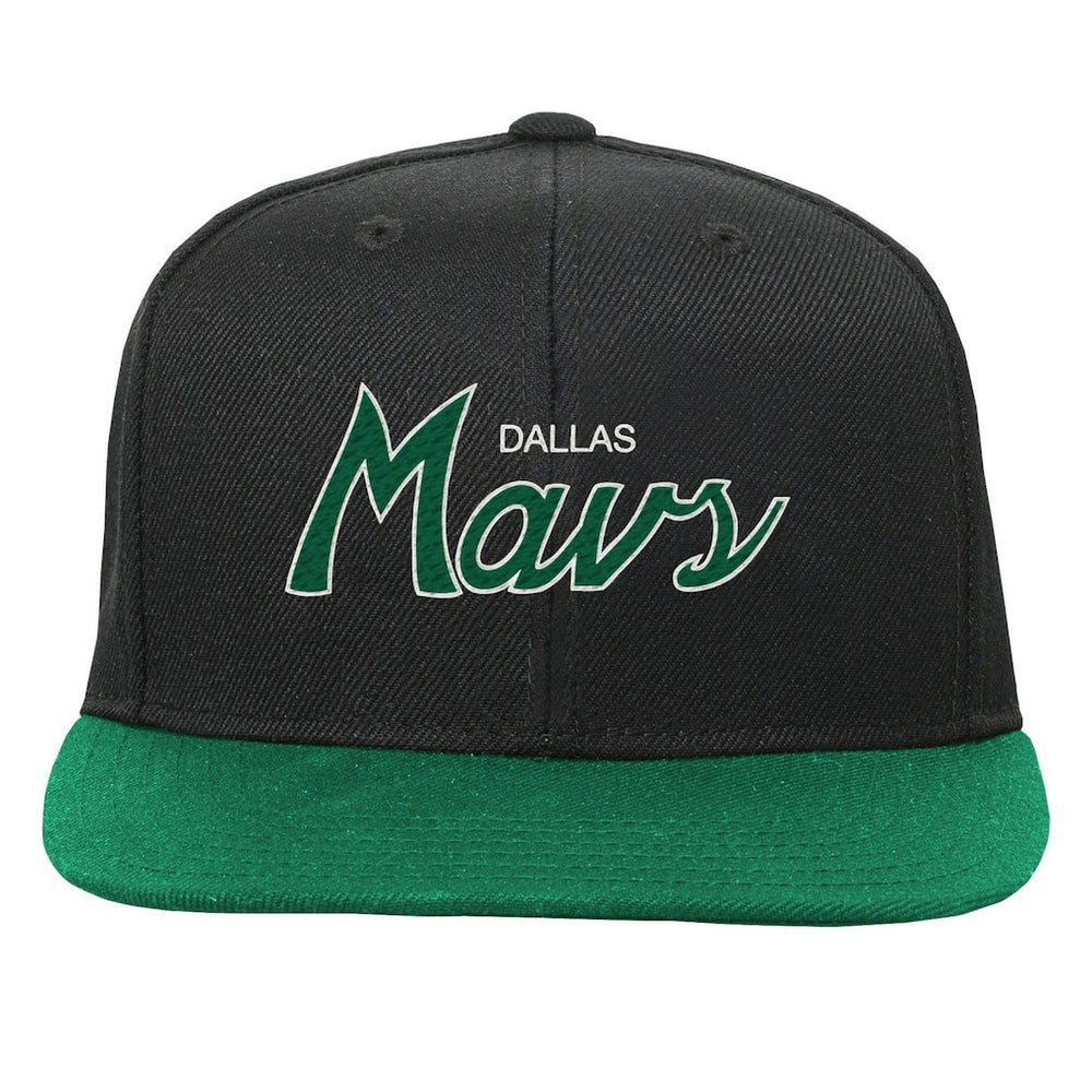 Dallas Mavericks Youth Team Script Snapback Hat sale - Black | Mitchell & Ness on sale