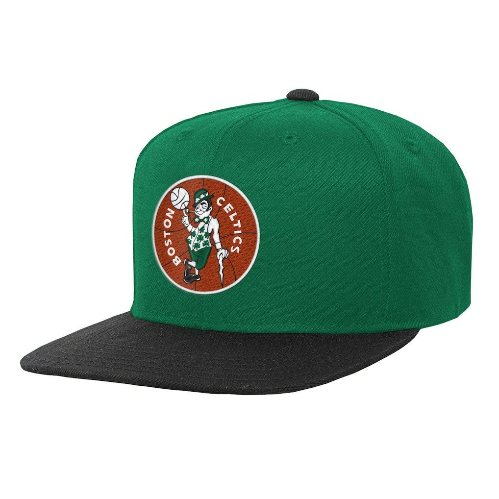 Boston Celtics Youth Two-Tone Snapback Hat - Kelly Green/Black | Mitchell & Ness discount