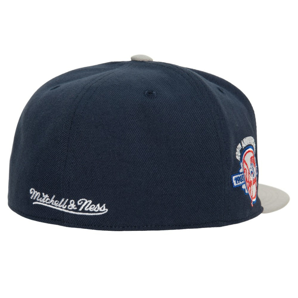 New York Yankees Bases Loaded Fitted Hat - Navy/Gray | Mitchell & Ness