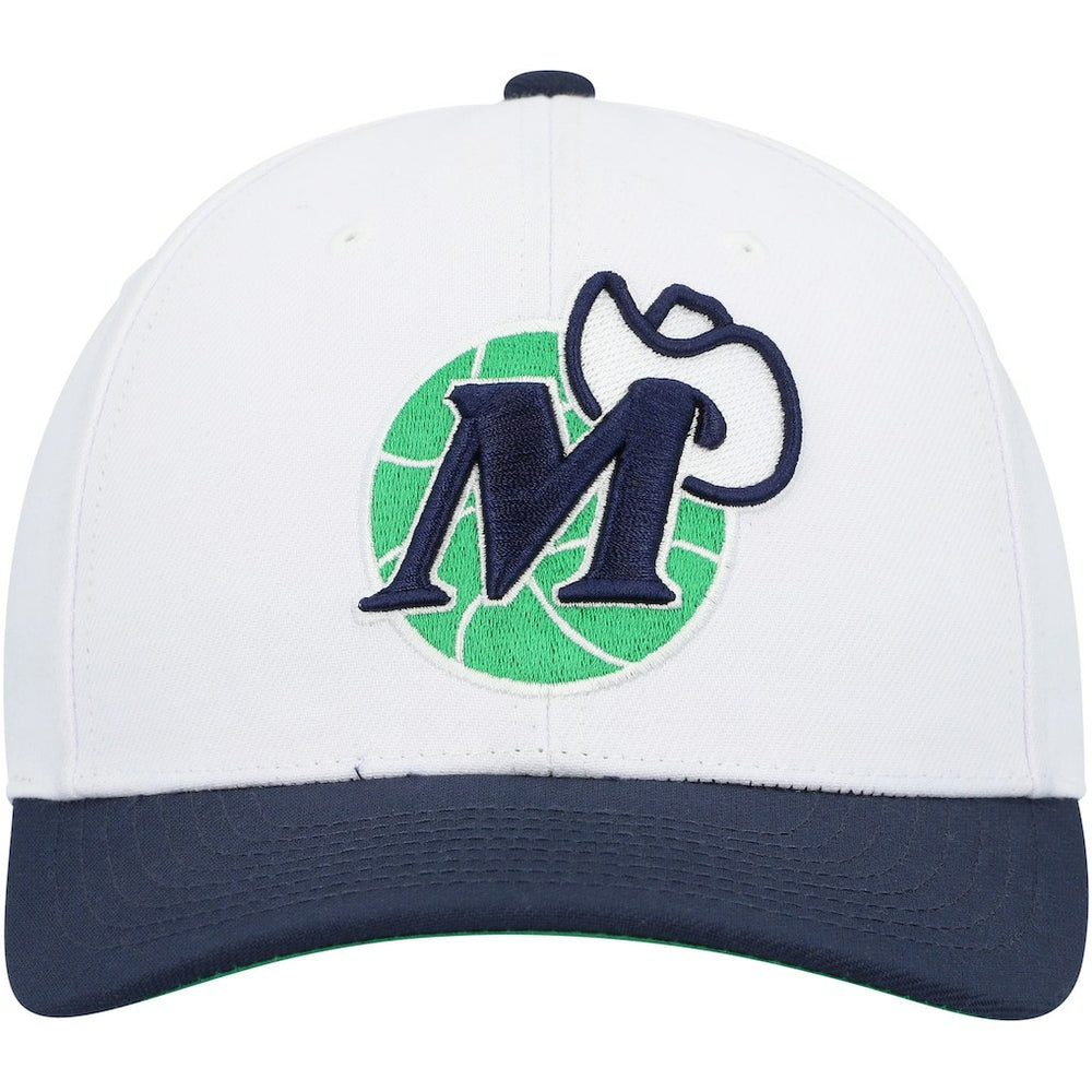Dallas Mavericks Hardwood Classics Core 2-Tone 2.0 Pro Snapback Hat sale - White/Navy | Mitchell & Ness for sale