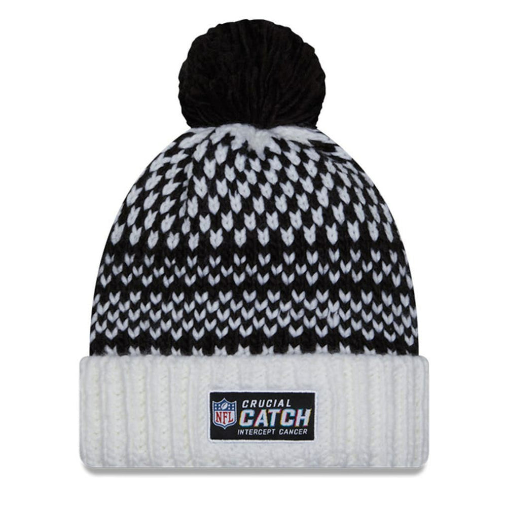 Cleveland Browns New Era Women's 2023 NFL Crucial Catch Cuffed Pom Knit Hat - Black/White sale