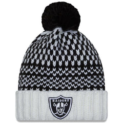 Las Vegas Raiders New Era Women's 2023 NFL Crucial Catch Cuffed Pom Knit Hat - Black/White outlet