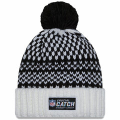 Las Vegas Raiders New Era Women's 2023 NFL Crucial Catch Cuffed Pom Knit Hat - Black/White outlet