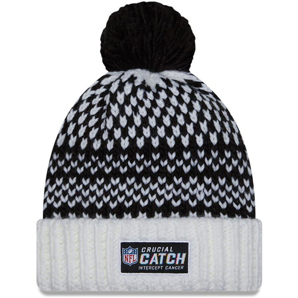 New Orleans Saints New Era Women's 2023 NFL Crucial Catch Cuffed Pom Knit Hat - Black/White for sale