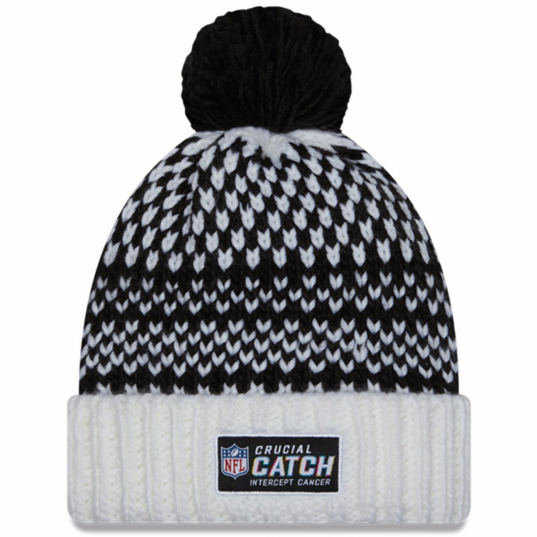 Tampa Bay Buccaneers New Era Women's 2023 NFL Crucial Catch Cuffed Pom Knit Hat - Black/White cheap