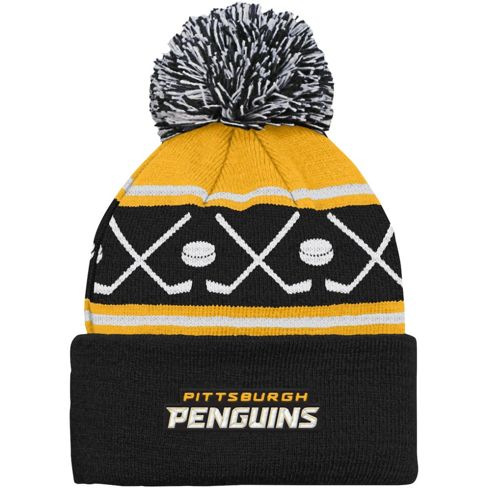 Pittsburgh Penguins Preschool Faceoff Cuffed Knit Hat with Pom Black