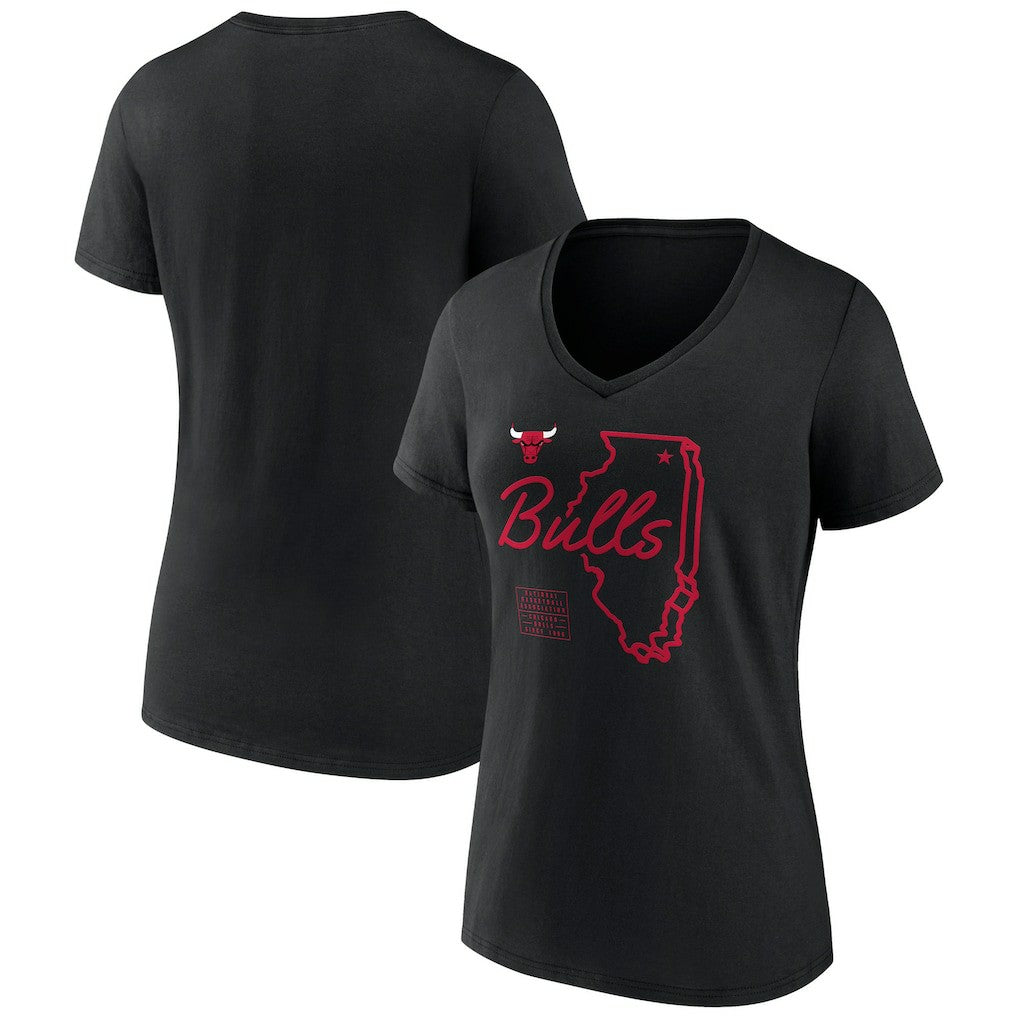 Chicago Bulls Women's Announcer V-Neck T-Shirt sale - Black for sale