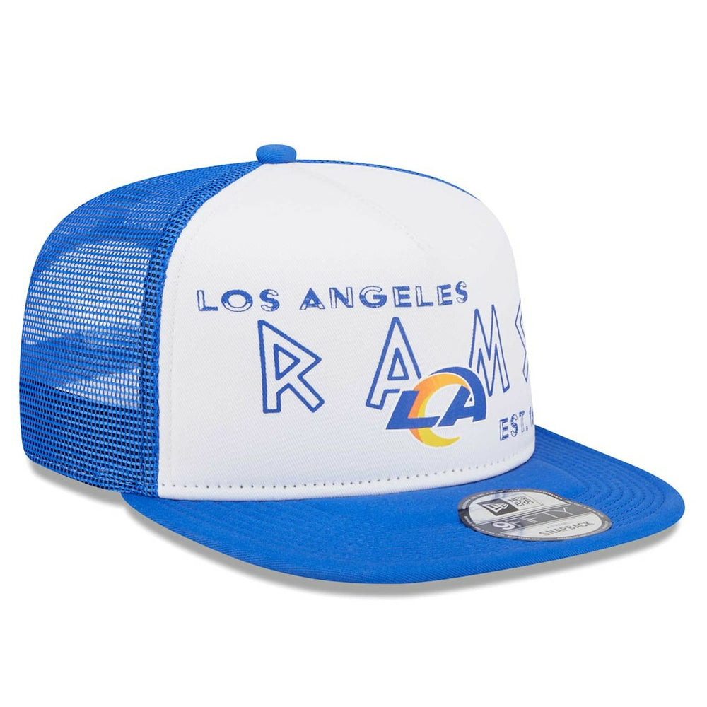 Los Angeles Rams New Era Banger 9FIFTY Trucker Snapback Hat - White/Royal cheap