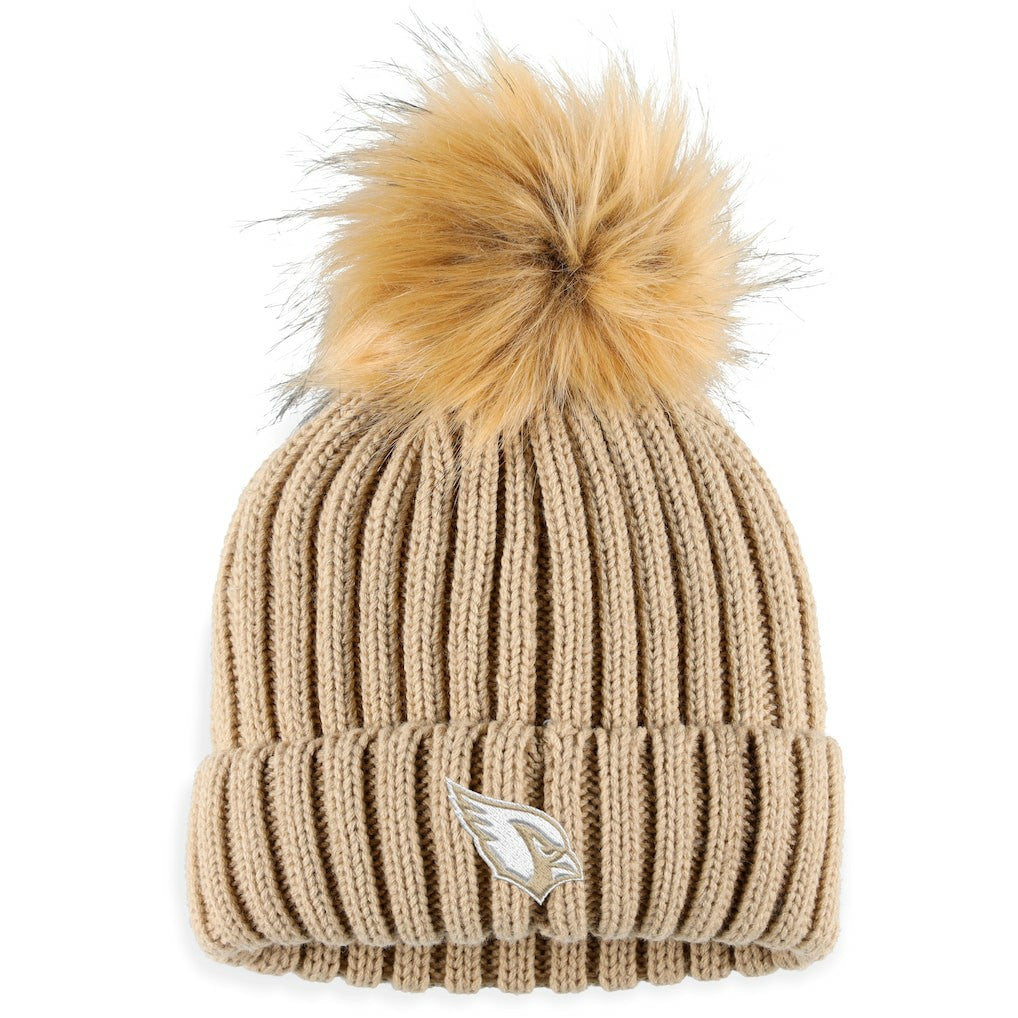 Arizona Cardinals WEAR by Erin Andrews Women's Neutral Cuffed Knit Hat with Pom - Natural discount