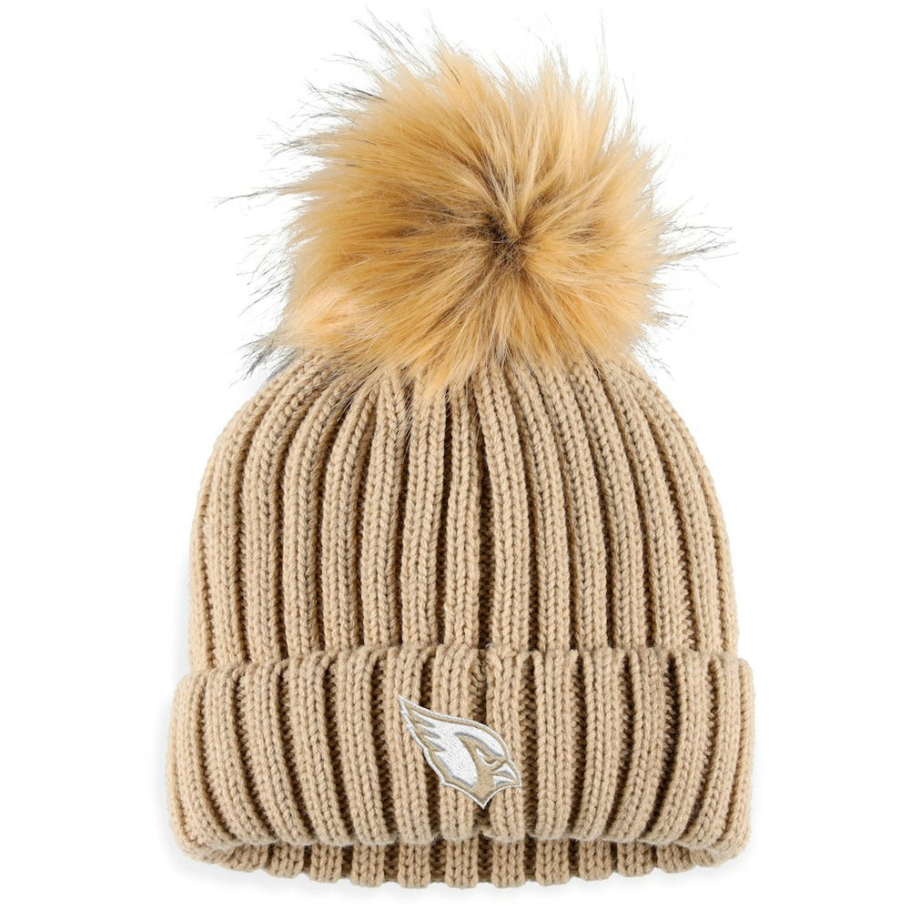 Arizona Cardinals WEAR by Erin Andrews Women's Neutral Cuffed Knit Hat with Pom - Natural discount