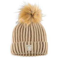 Las Vegas Raiders WEAR by Erin Andrews Women's Neutral Cuffed Knit Hat with Pom - Natural on sale