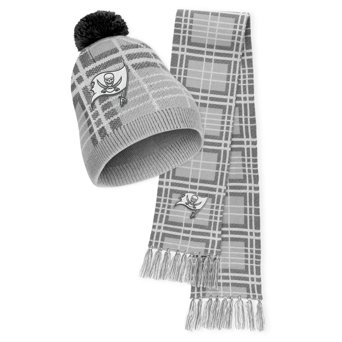 Tampa Bay Buccaneers WEAR by Erin Andrews Women's Plaid Knit Hat with Pom & Scarf Set online
