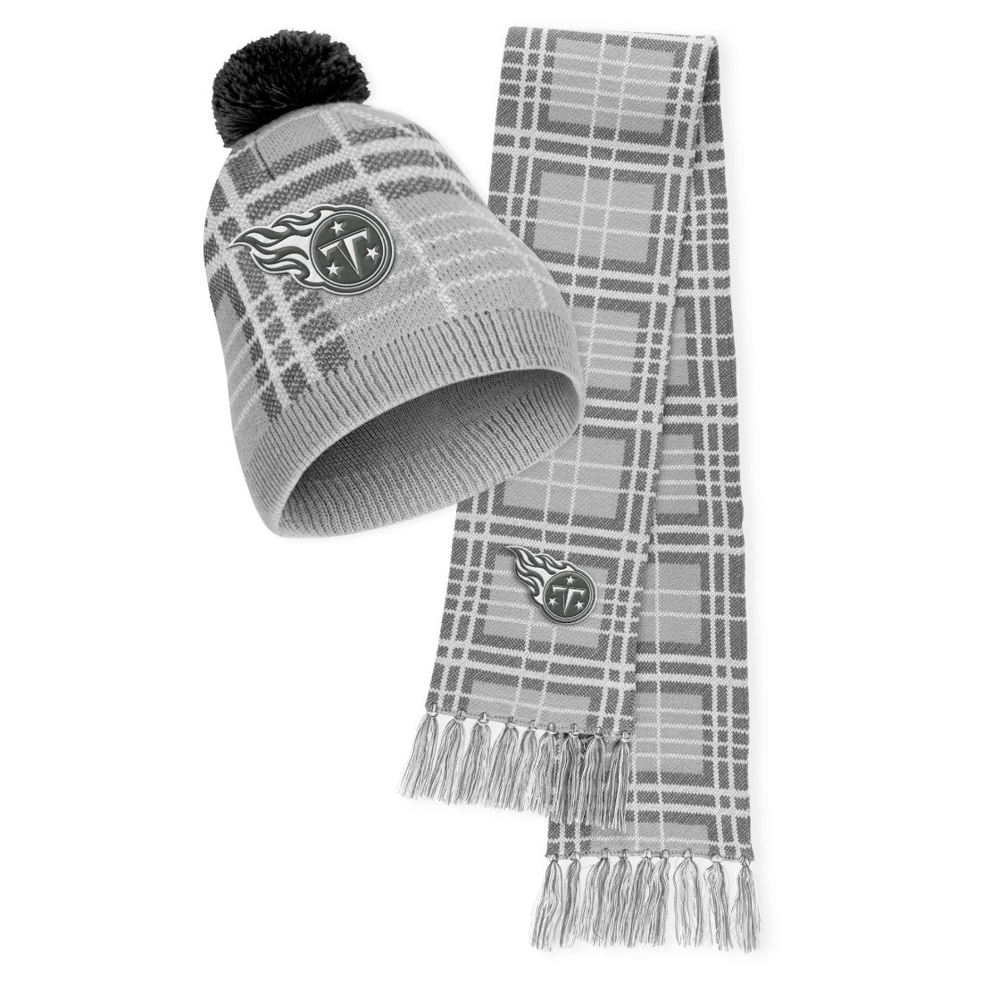 Tennessee Titans WEAR by Erin Andrews Women's Plaid Knit Hat with Pom & Scarf Set on sale
