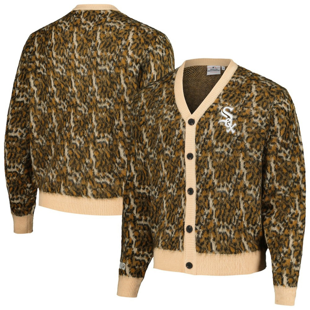 Chicago White Sox PLEASURES Cheetah Cardigan Button-Up Sweater - Brown