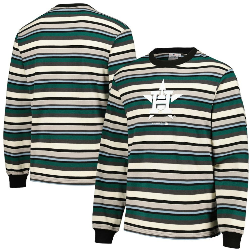 Houston Astros PLEASURES Ballpark Long Sleeve T-Shirt - Cream/Green