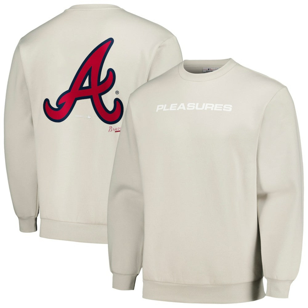Atlanta Braves PLEASURES Ballpark Pullover Sweatshirt - Gray