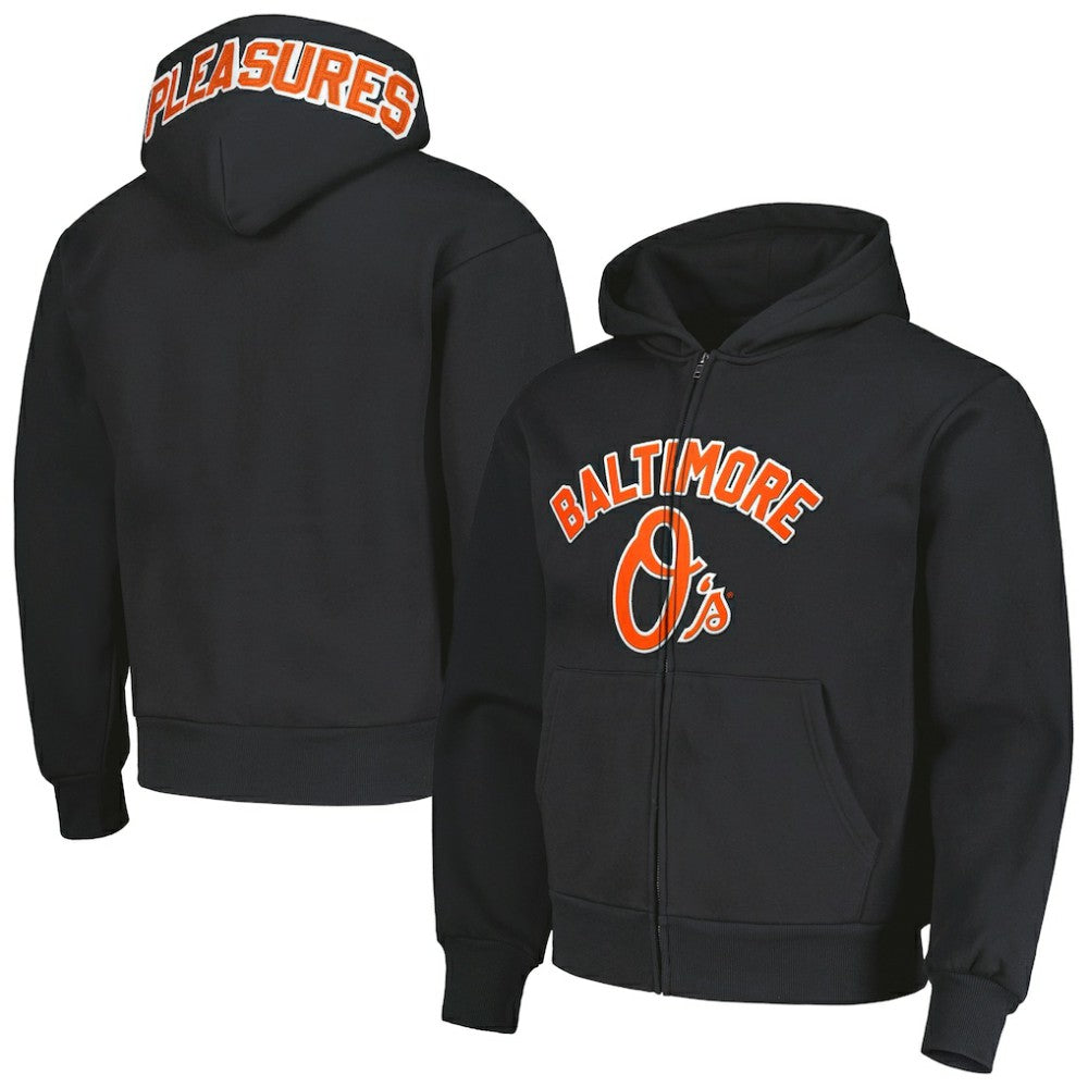 Baltimore Orioles PLEASURES Opening Day Full-Zip Hoodie - Black