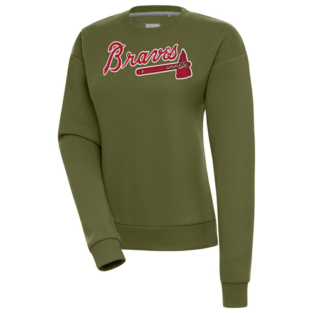 Atlanta Braves Antigua Women's Victory Pullover Sweatshirt - Olive
