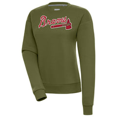 Atlanta Braves Antigua Women's Victory Pullover Sweatshirt - Olive