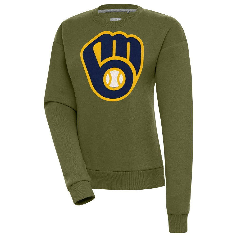 Milwaukee Brewers Antigua Women's Victory Pullover Sweatshirt - Olive