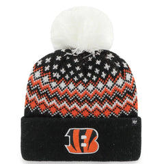 Cincinnati Bengals '47 Women's Elsa Cuffed Knit Hat with Pom - Black for sale