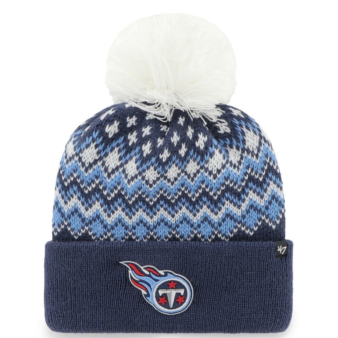 Tennessee Titans '47 Women's Elsa Cuffed Knit Hat with Pom - Navy sale