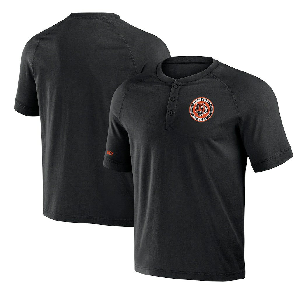 Cincinnati Bengals NFL x Darius Rucker Collection Washed Raglan Henley T-Shirt - Black discount